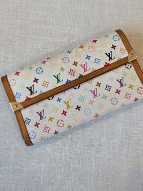 Louis Vuitton Multicolor Monogram White Canvas Clutch Wallet